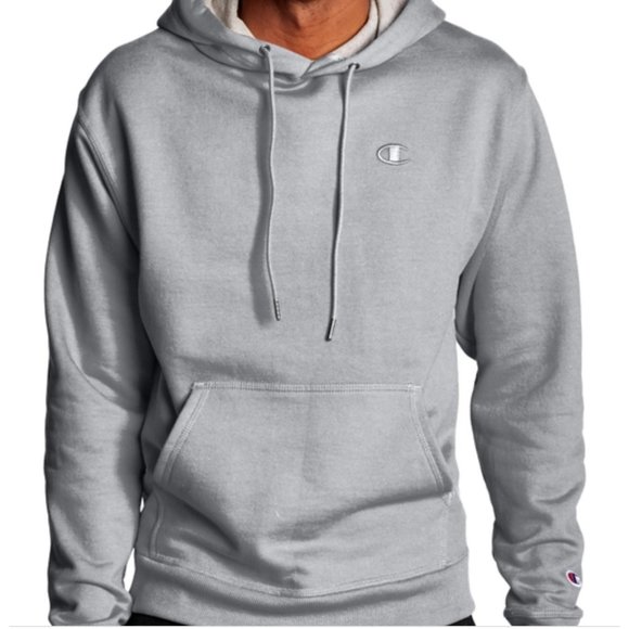 CHAMPION Power Blend Fleece Sweatshirt Hoodie Men's Size Medium Gray Pullover - Picture 1 of 9